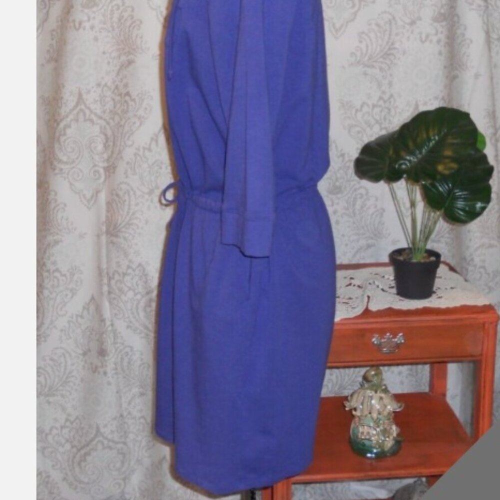 Zenergy Chico's 1 Periwinkle Purple 3/4 Sleeve Dress Drawstring Waist - Picture 2 of 8